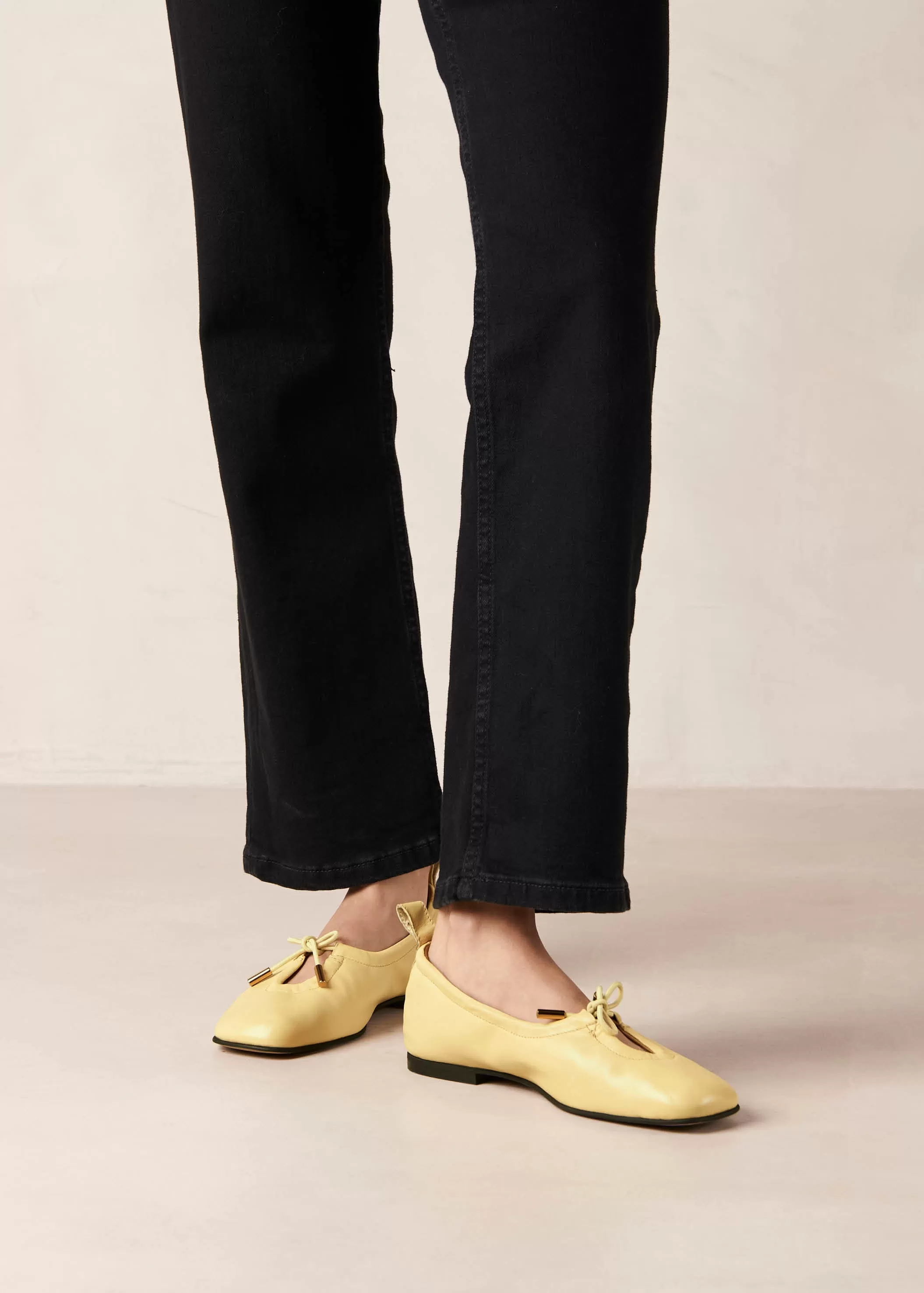 Rosalind Yellow Leather Ballet Flats