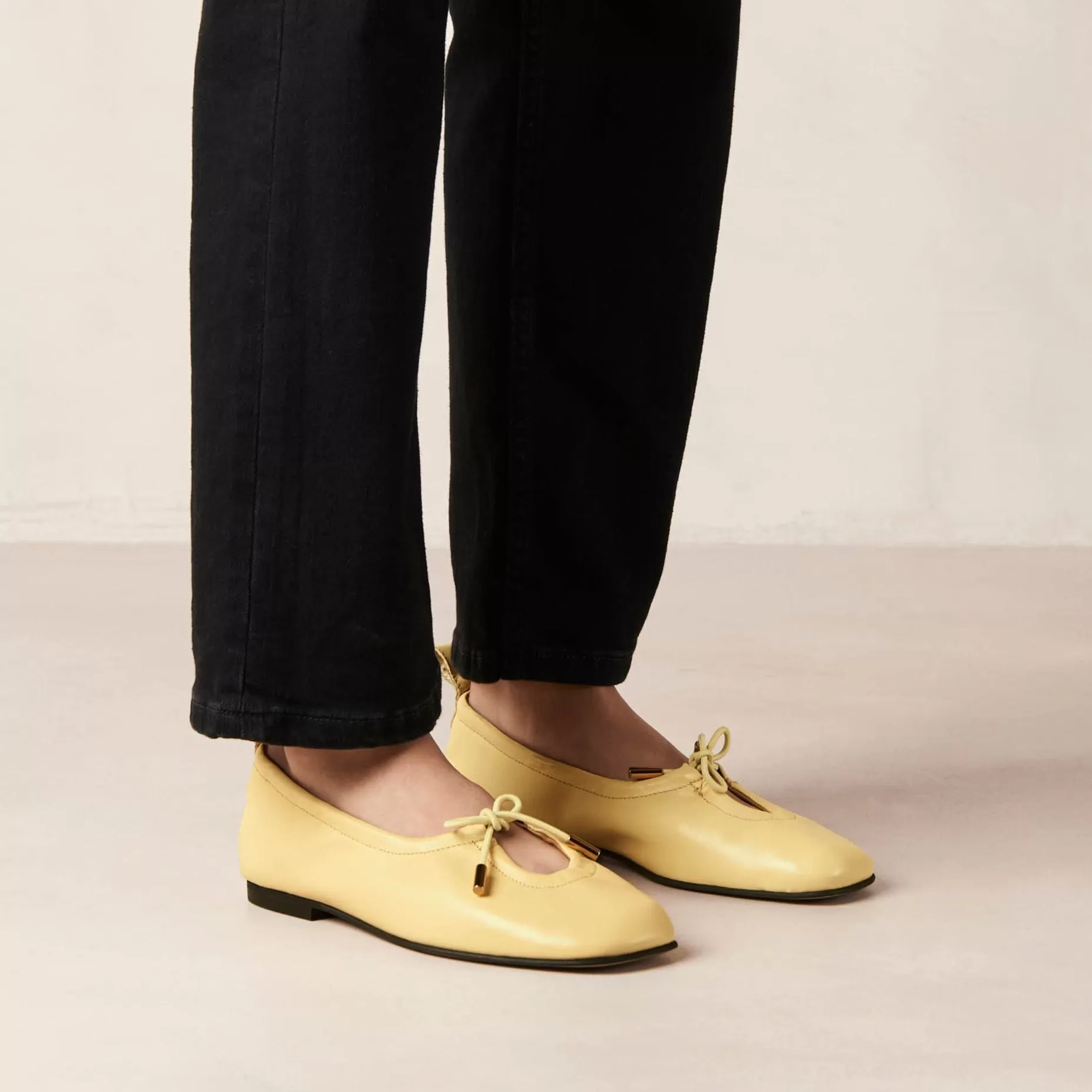 Rosalind Yellow Leather Ballet Flats