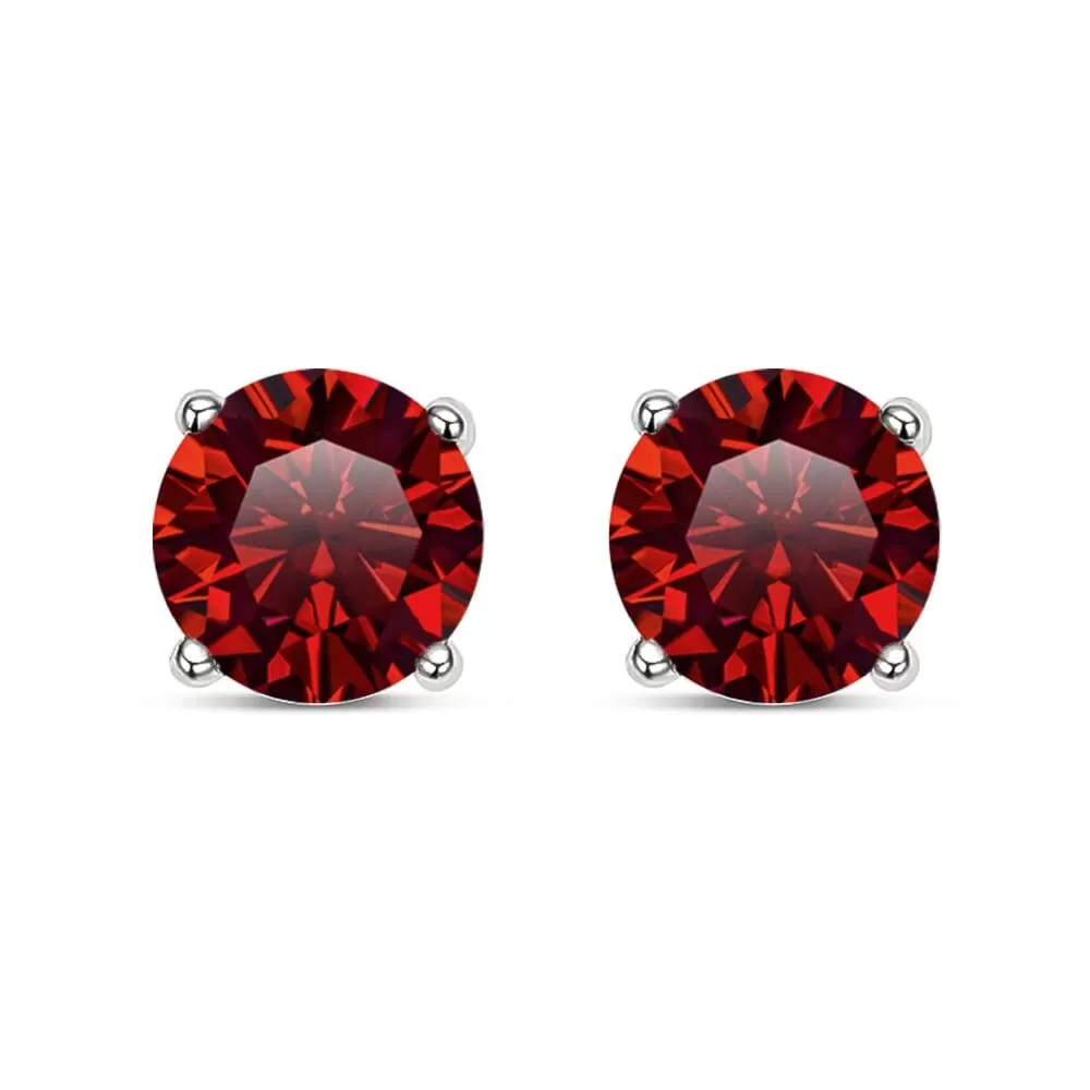 Ruby 18k White Gold Stud Earrings