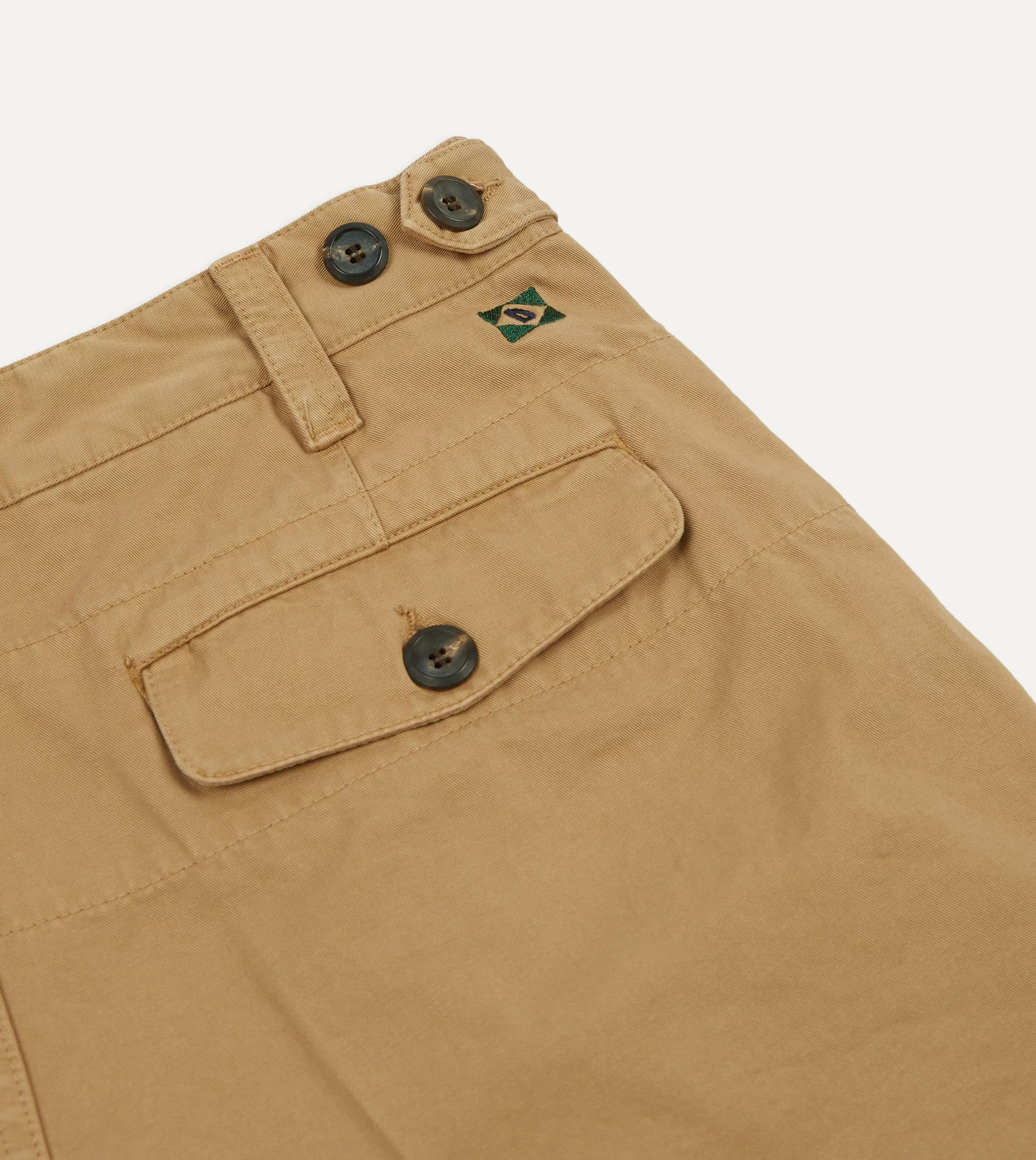 Sand Cotton Twill Single-Pleat Shorts