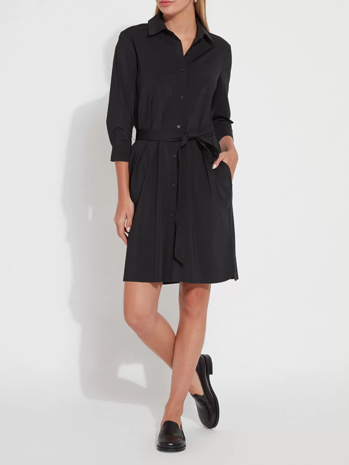 Schiffer 3/4 Sleeve Dress in black by Lysse