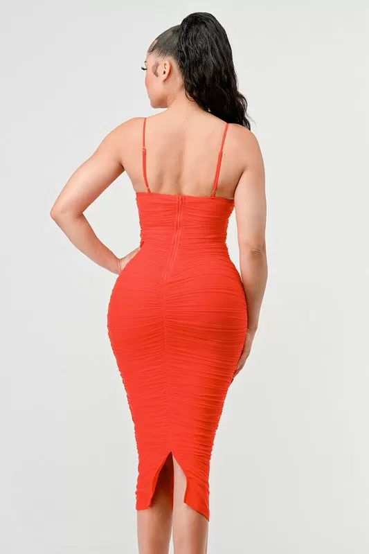 Shay long corset dress, Red