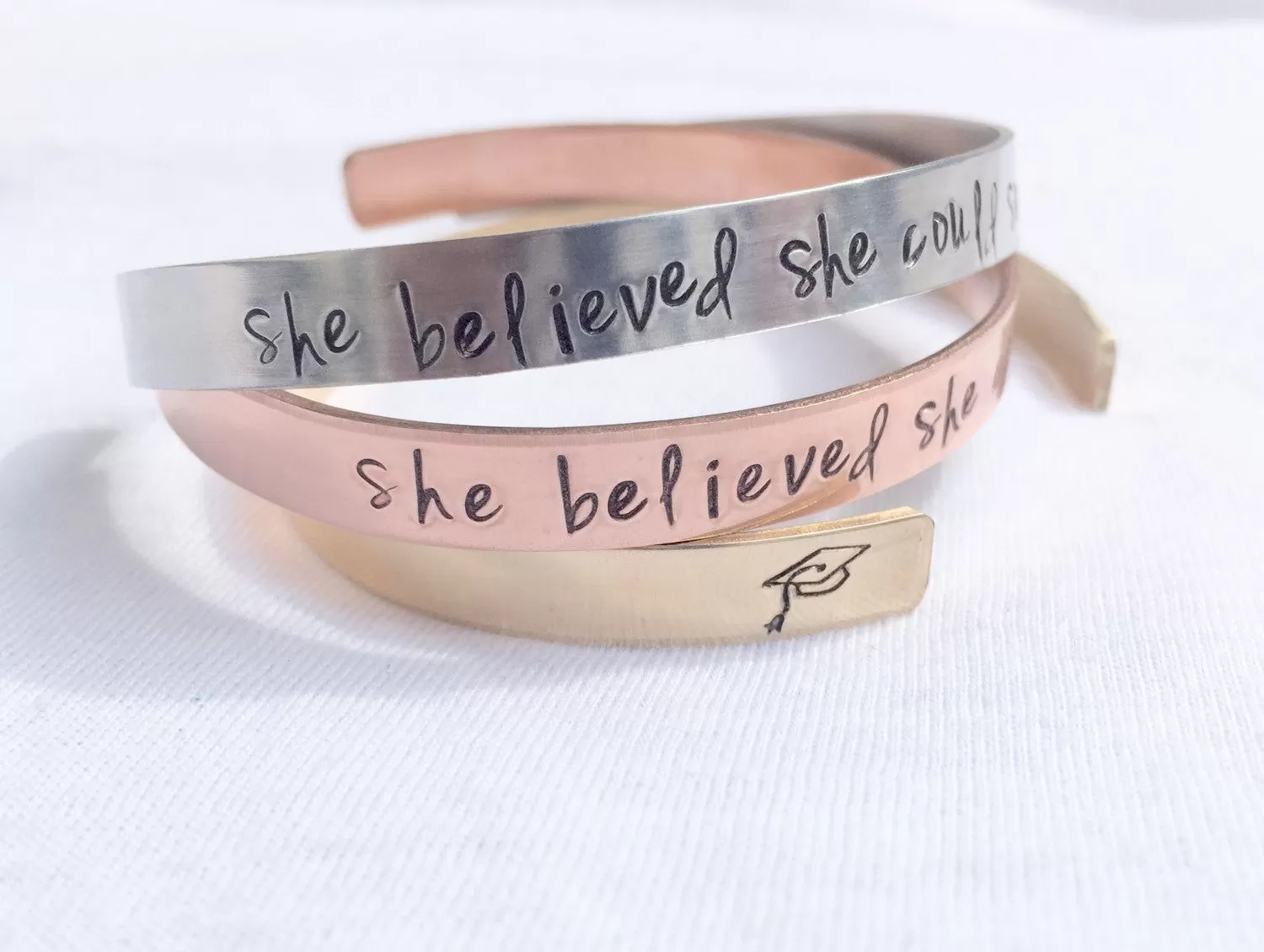 She Believed She Could So She Did Bracelet, Graduation 2016, Gifts for Graduation, Personalized Cuff, natashaaloha