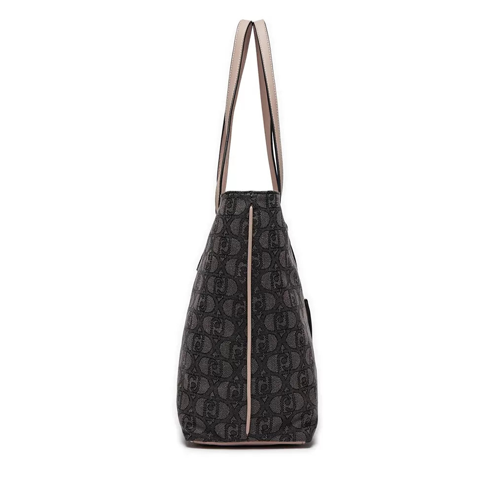 Shopping Bag LIU JO in Tessuto con Logo Jacquard Nero