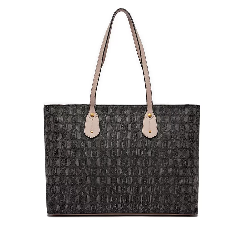 Shopping Bag LIU JO in Tessuto con Logo Jacquard Nero