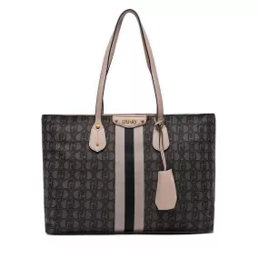 Shopping Bag LIU JO in Tessuto con Logo Jacquard Nero