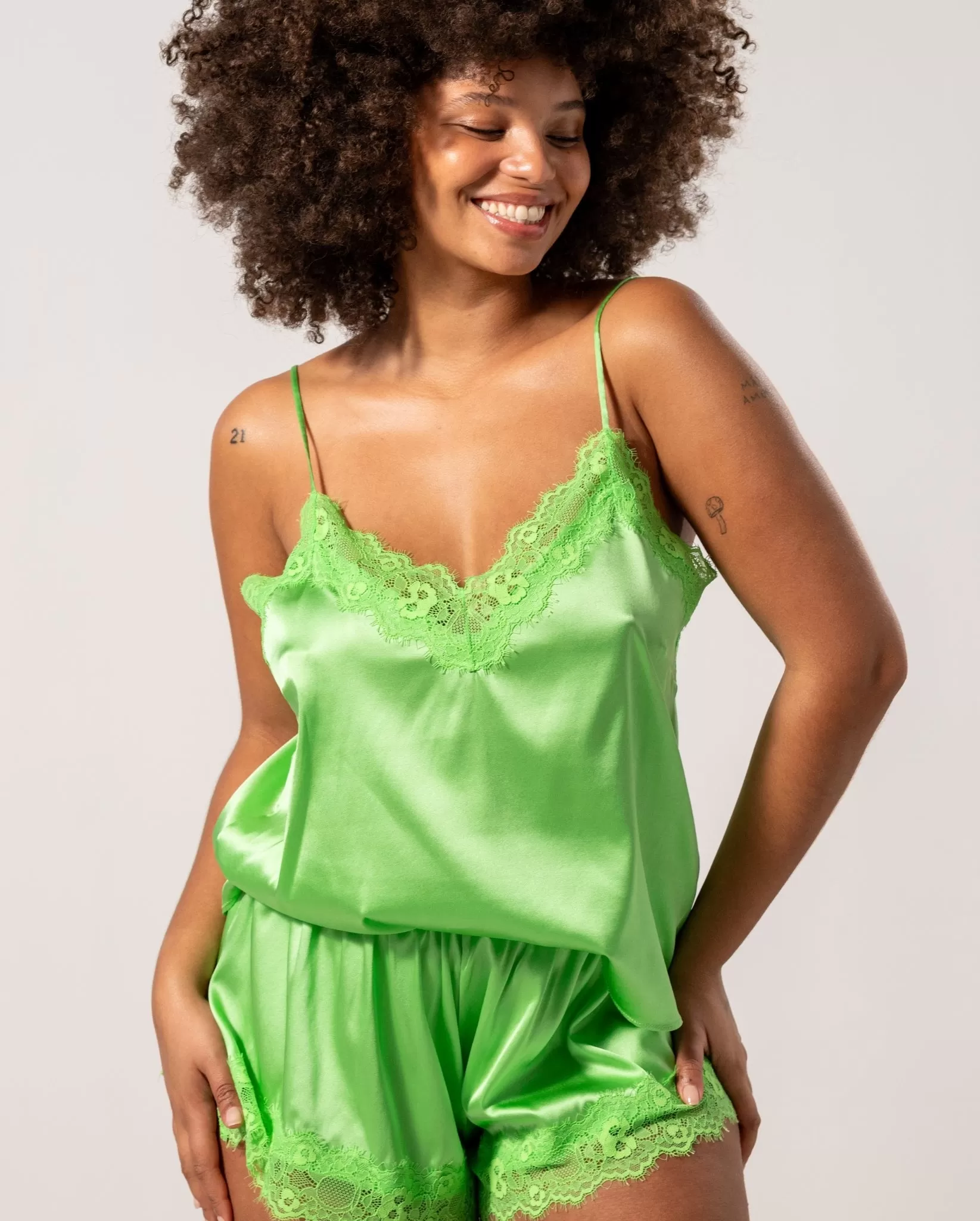 Silk Lace Camisole Mint Green