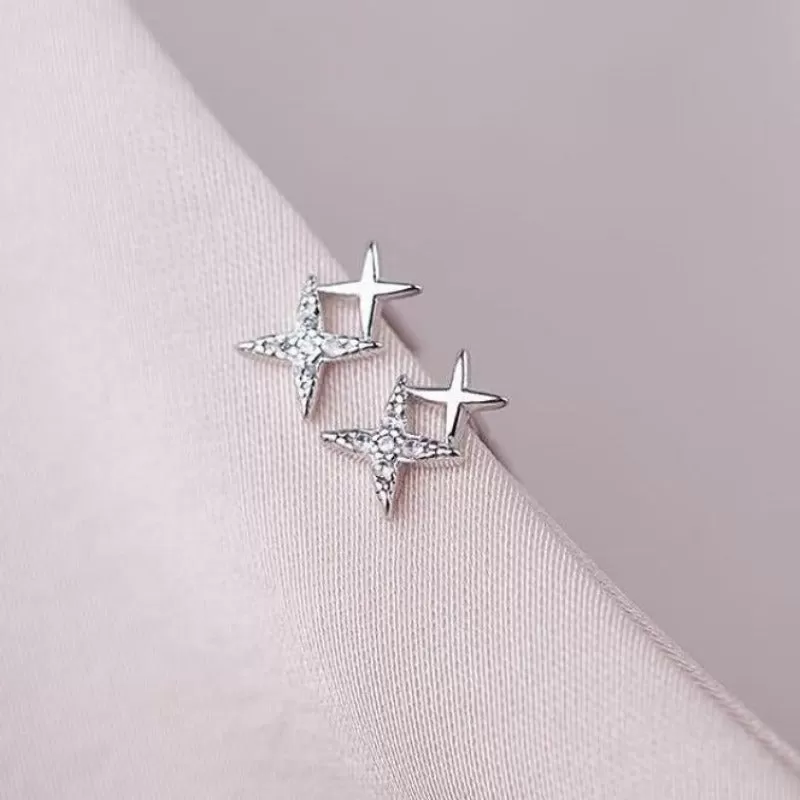 Silver Star Stud Earrings For Women