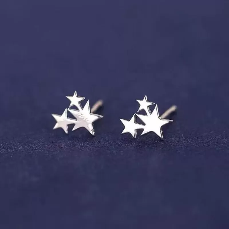 Silver Star Stud Earrings For Women