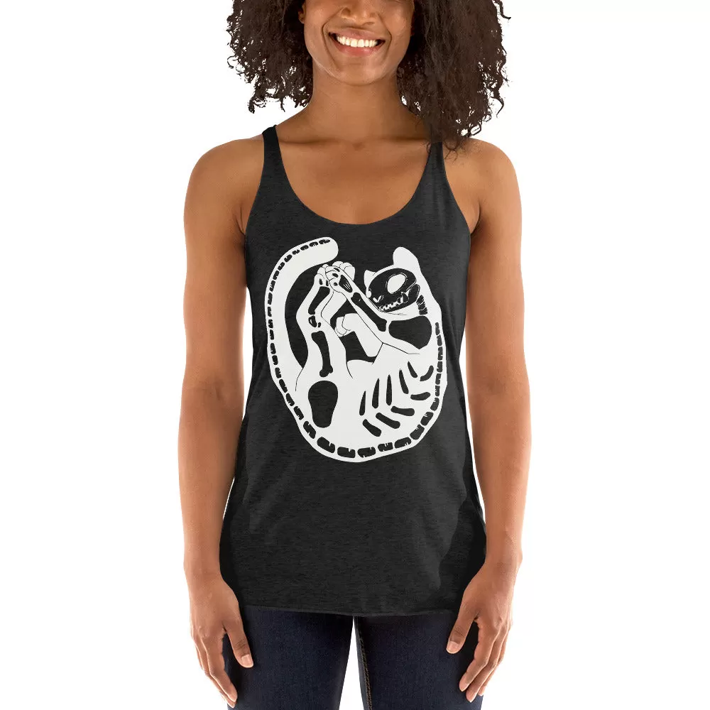 Skeleton Cat, Racerback Tank Top