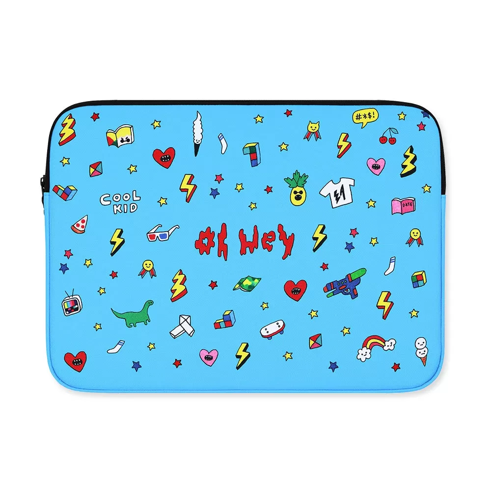 Skyblue Characters Graphic Laptop Sleeves 11 13 15 inch Cases Protective Skins Covers Handbags Square Pouches Designer Artist Prints Cute Lightweight Collage Office Zipper Fashion School Unique Couple Item Gifts