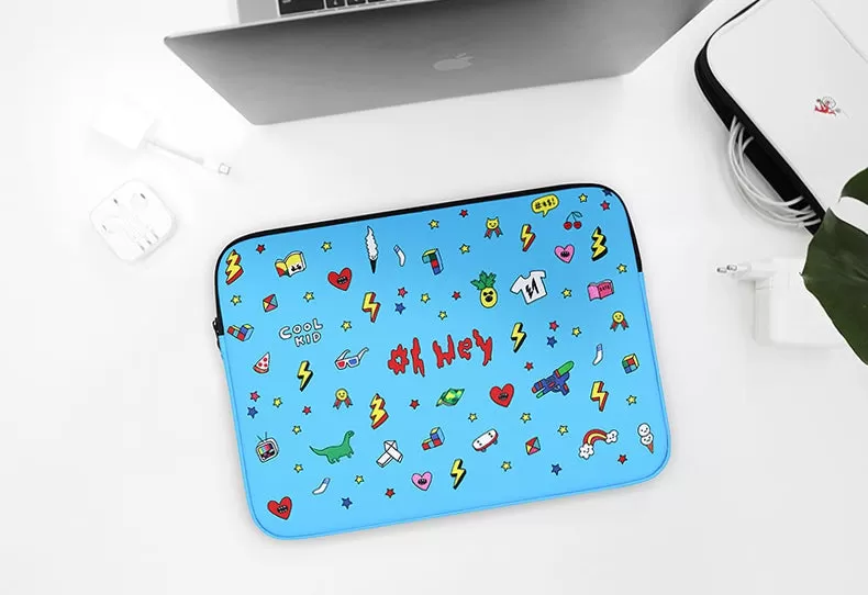 Skyblue Characters Graphic Laptop Sleeves 11 13 15 inch Cases Protective Skins Covers Handbags Square Pouches Designer Artist Prints Cute Lightweight Collage Office Zipper Fashion School Unique Couple Item Gifts