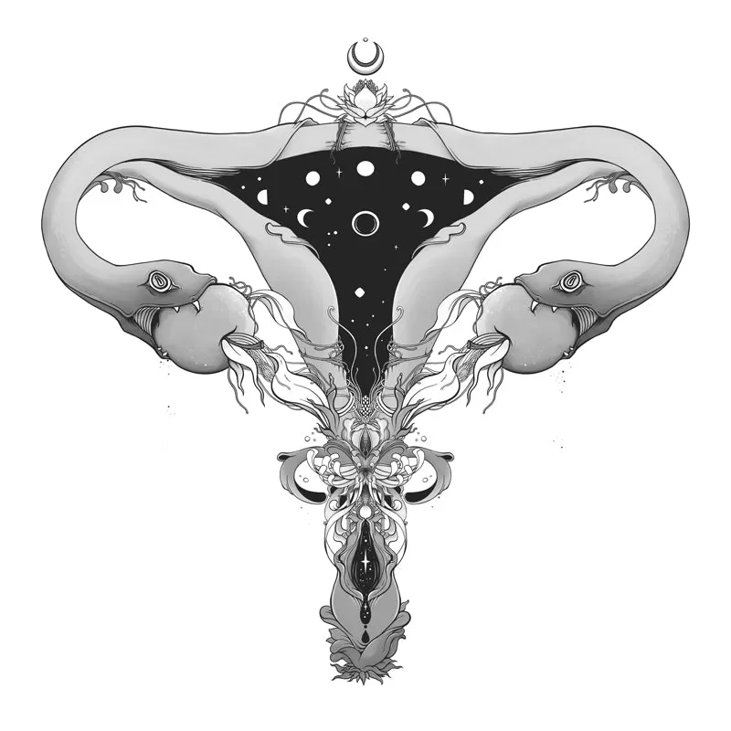 Snake Uterus Lilith, Gray Version, Matte Art Print Poster