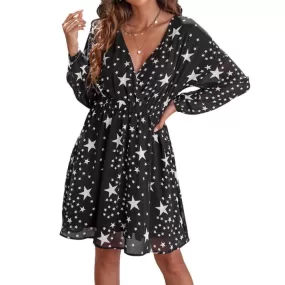 Star Print Wrap Dress