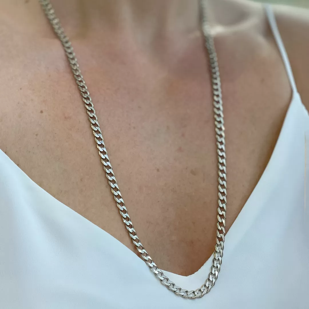 Sterling Silver Flat Cuban Chain