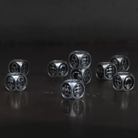 Sterling Silver Monster Skulls D6 Dice (1 Pair)