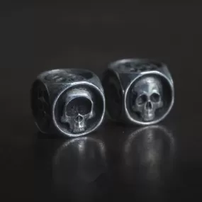 Sterling Silver Monster Skulls D6 Dice (1 Pair)