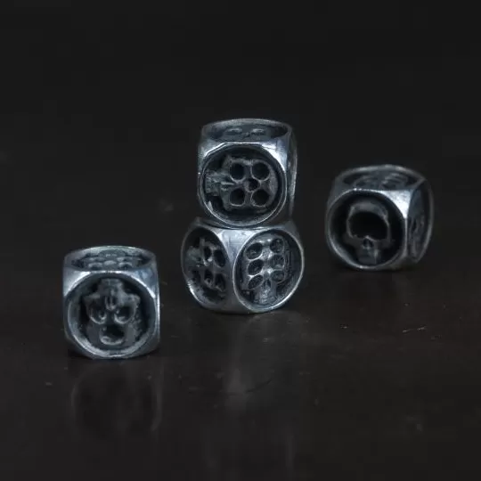 Sterling Silver Monster Skulls D6 Dice (1 Pair)