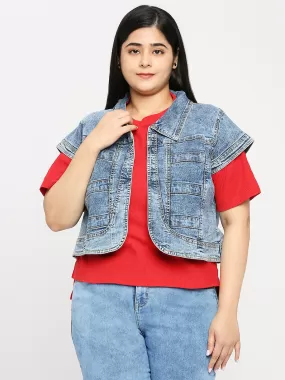 Style Quotient Plus Women Blue Denim Smart Casual Shrug