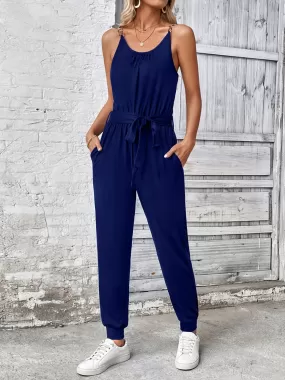 Sunset and Swim – Jumpsuit mit U-Ausschnitt und Taillenschnürung