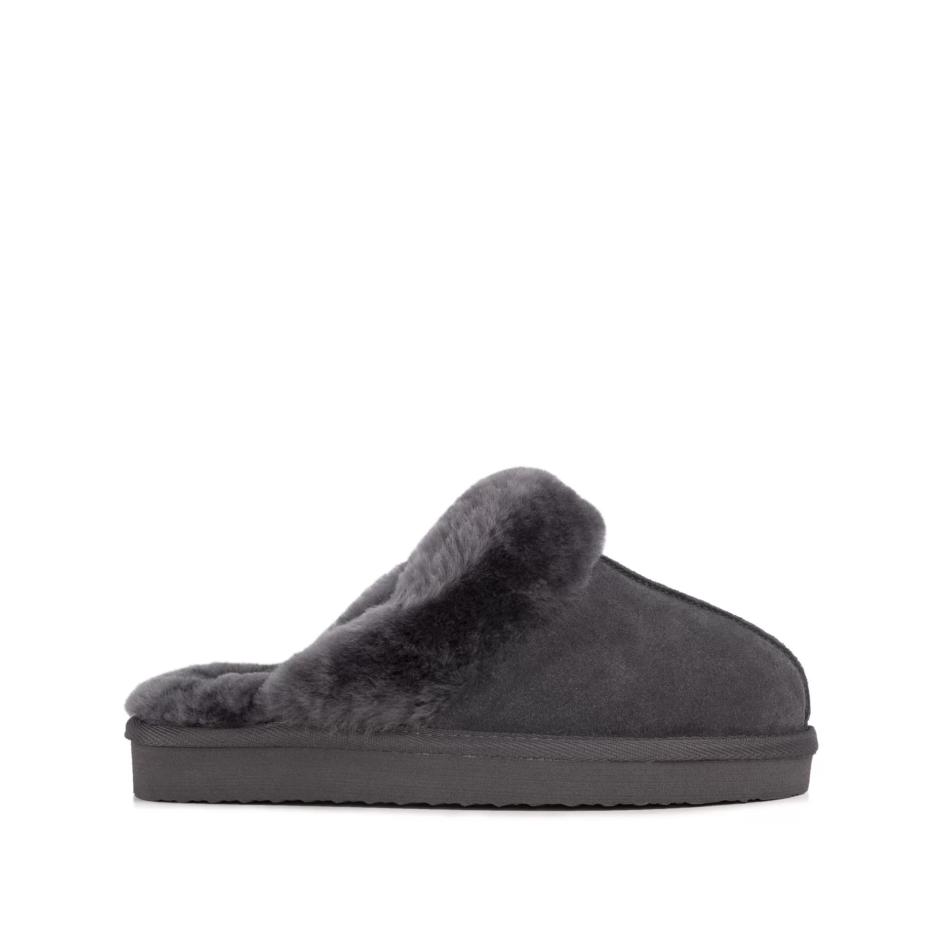 SUZIE GREY SHEEPSKIN SLIPPER MULE