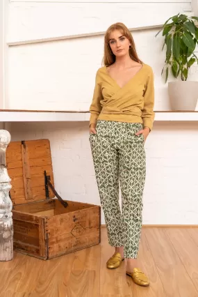 Tailored Pants Moroccan Print Olive