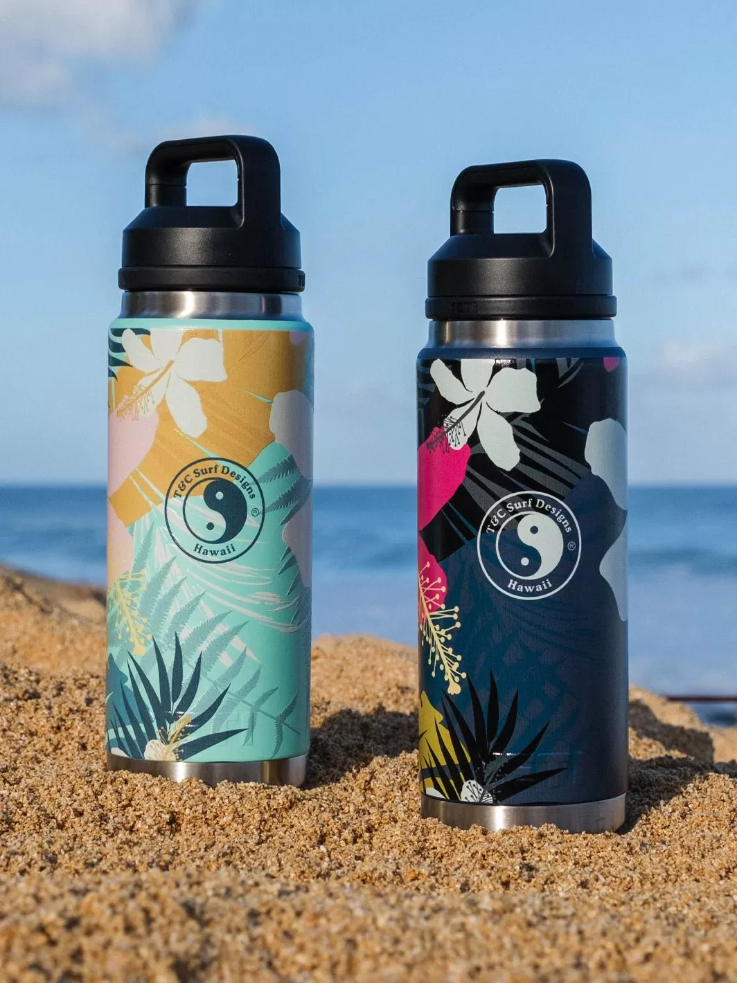 T&C Surf 26 oz Hibiscus Rambler Yeti Bottle with Chug Cap