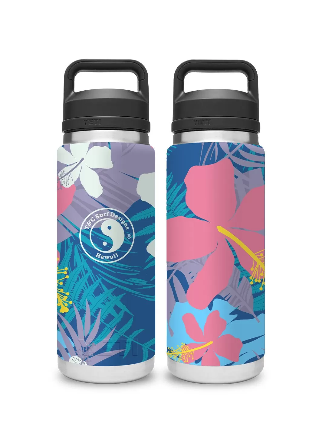 T&C Surf 26 oz Hibiscus Rambler Yeti Bottle with Chug Cap