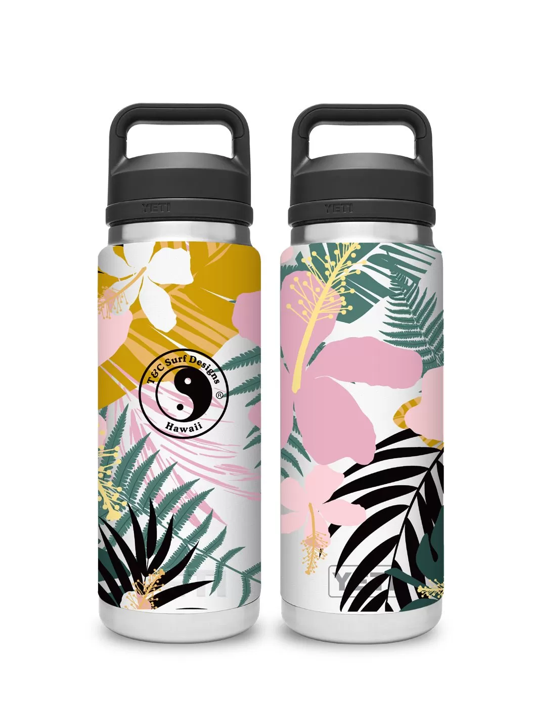 T&C Surf 26 oz Hibiscus Rambler Yeti Bottle with Chug Cap