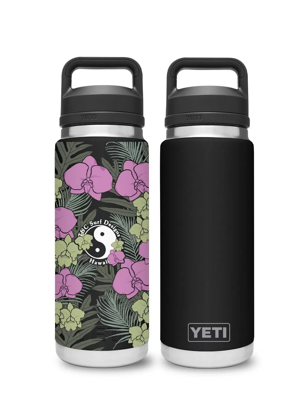 T&C Surf 26 oz Orchid Garden Rambler Yeti Bottle with Chug Cap