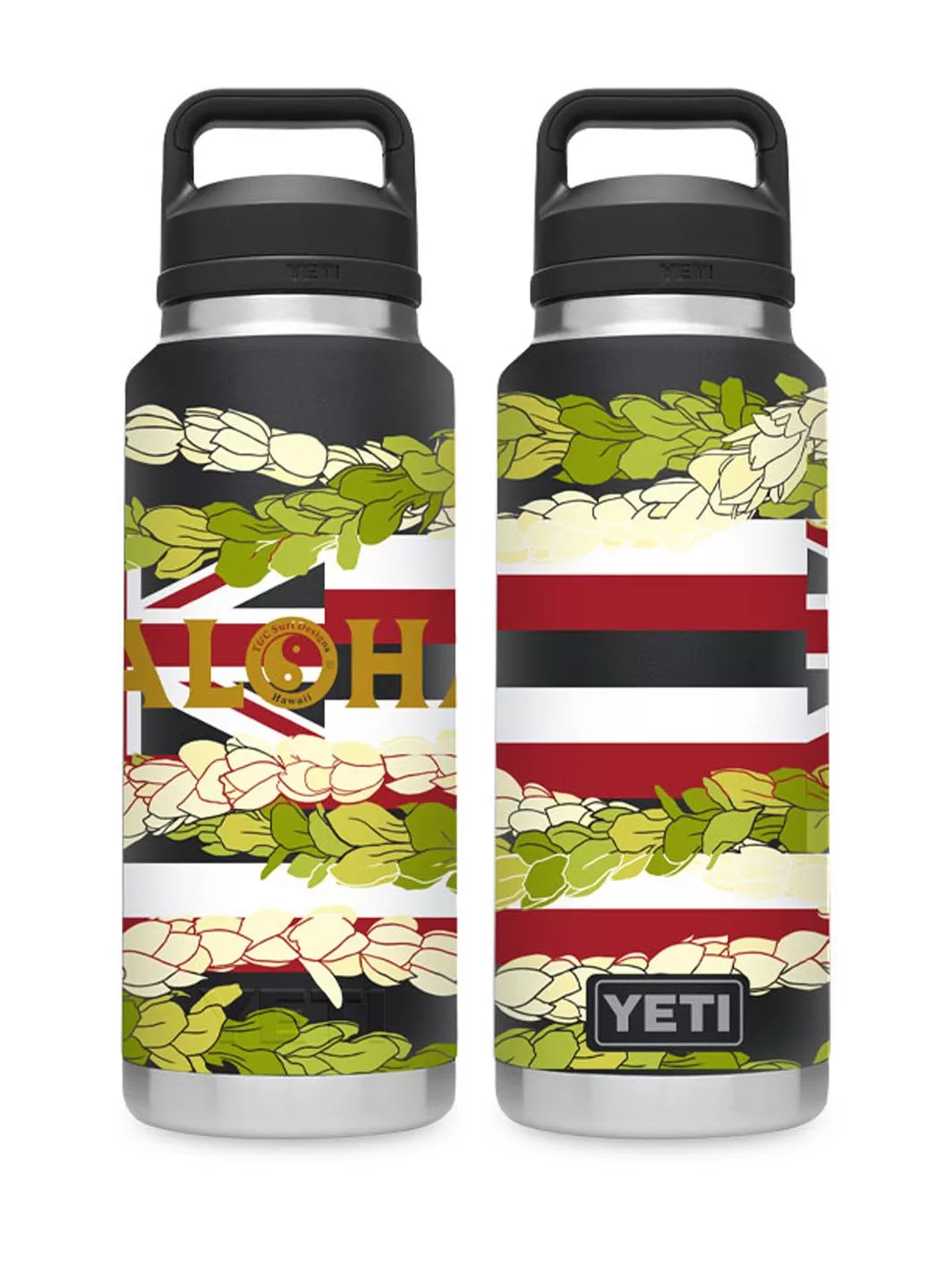 T&C Surf 36 oz Pīkake Flag Rambler Yeti Bottle with Chug Cap