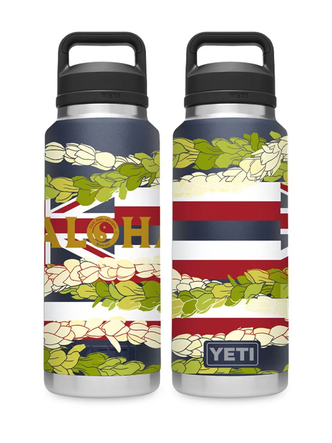 T&C Surf 36 oz Pīkake Flag Rambler Yeti Bottle with Chug Cap