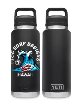 T&C Surf 36 oz Shaka Waves Rambler Yeti Bottle with Chug Cap