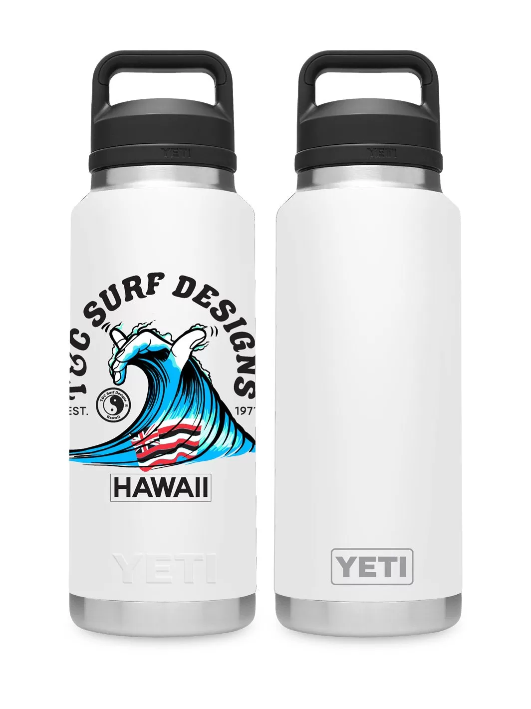 T&C Surf 36 oz Shaka Waves Rambler Yeti Bottle with Chug Cap