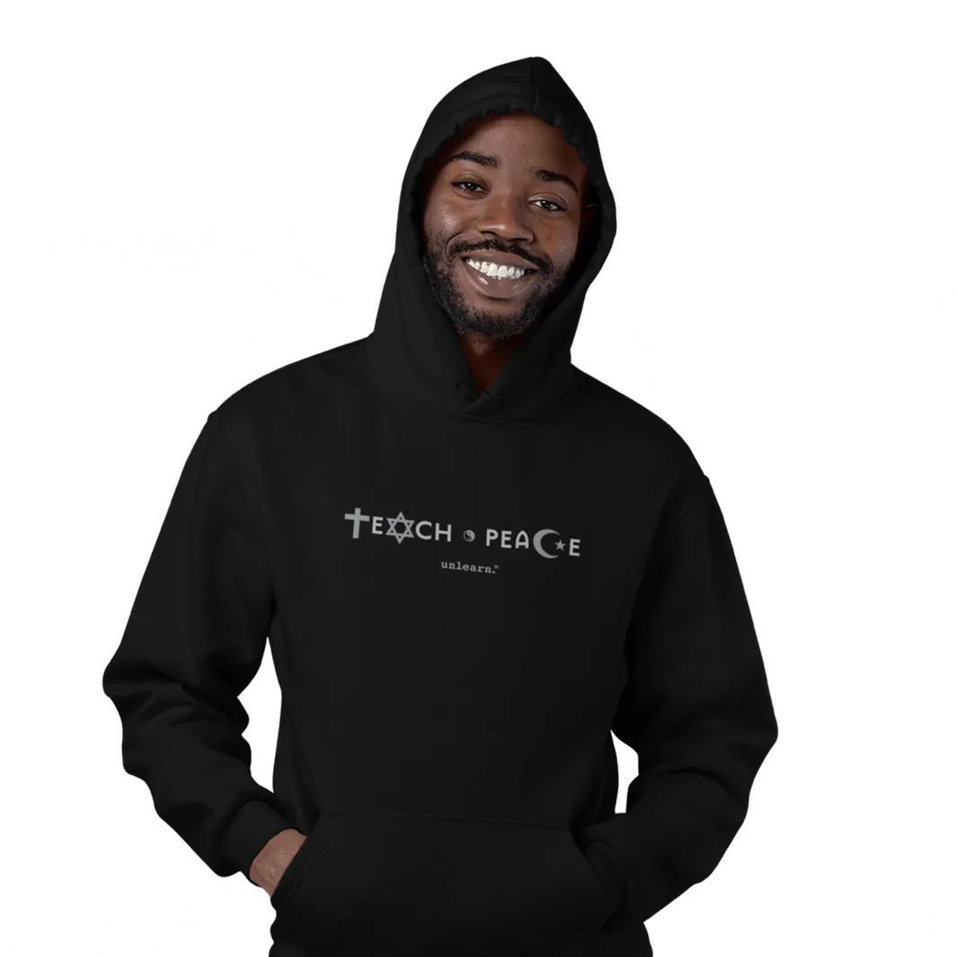 Teach Peace - Relaxed Fit Black Fleece Hoodie