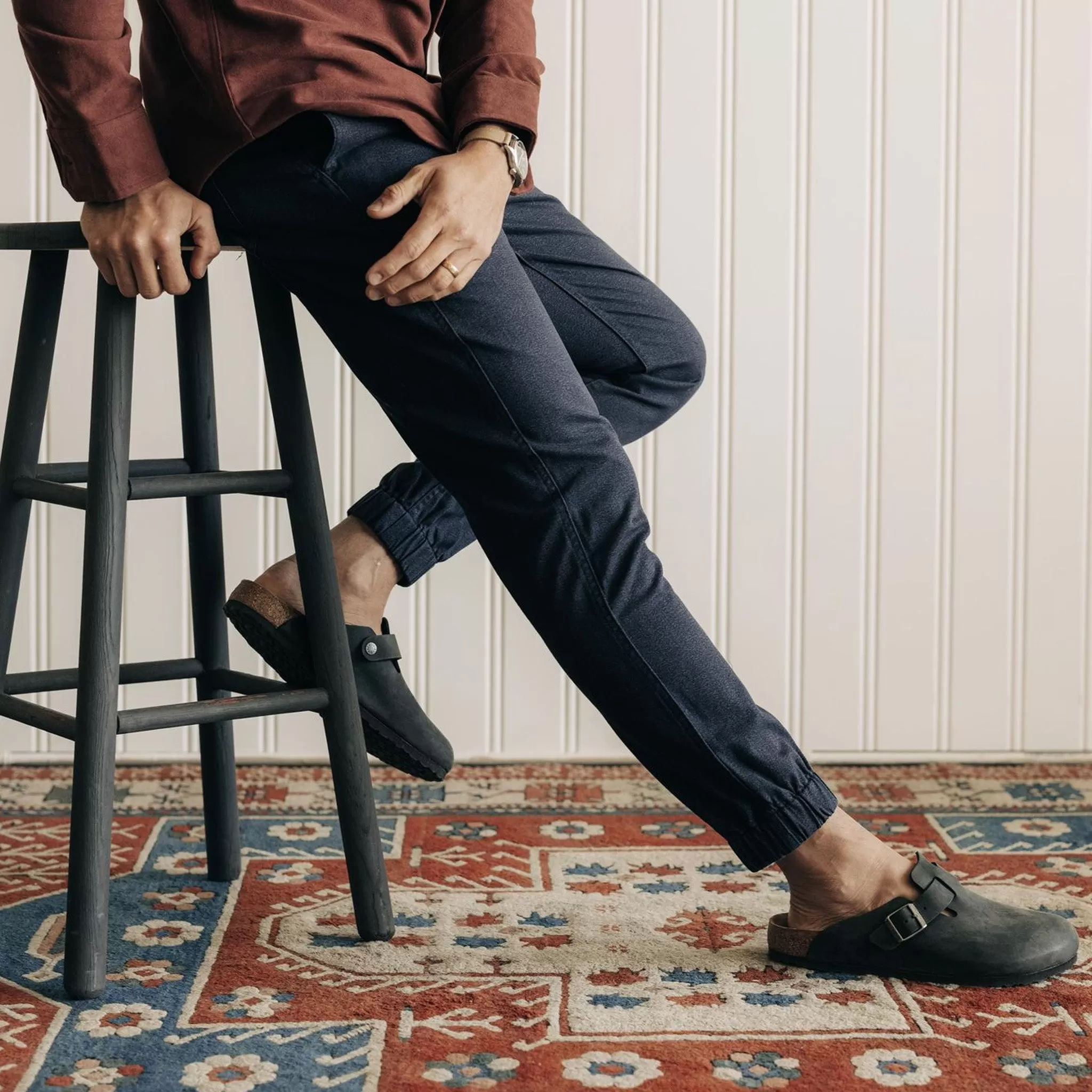 The Apres Pant in Navy Twist Jaspe Twill