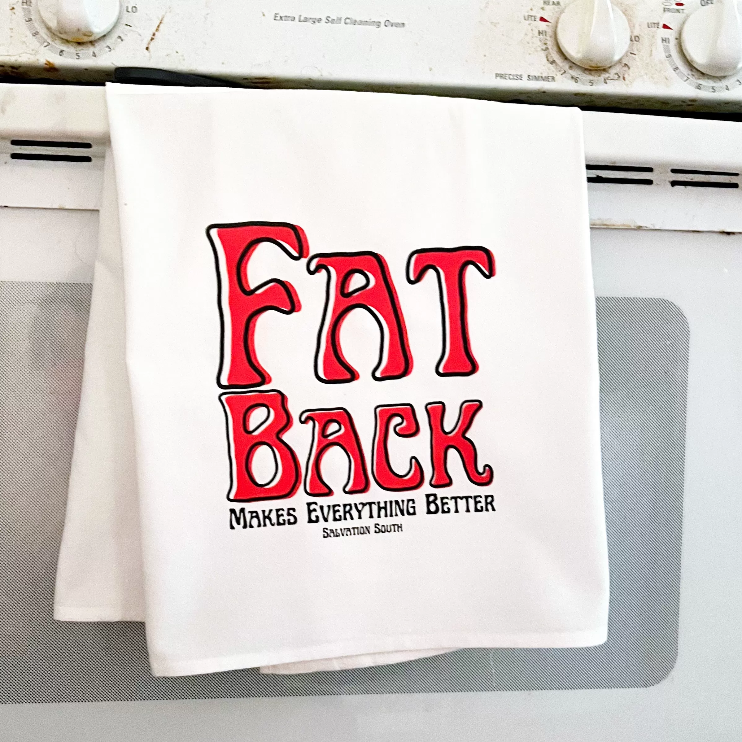 The Fatback Makes Everything Better Tea Towel