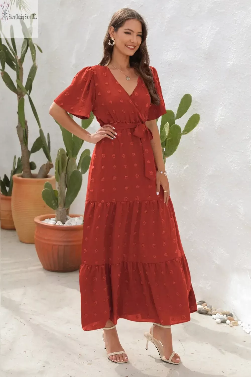 Tierred Maxi Dress Short Sleeves