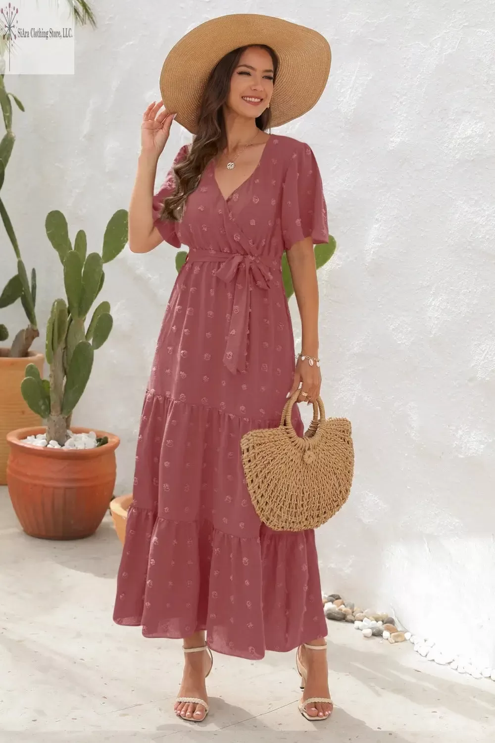 Tierred Maxi Dress Short Sleeves