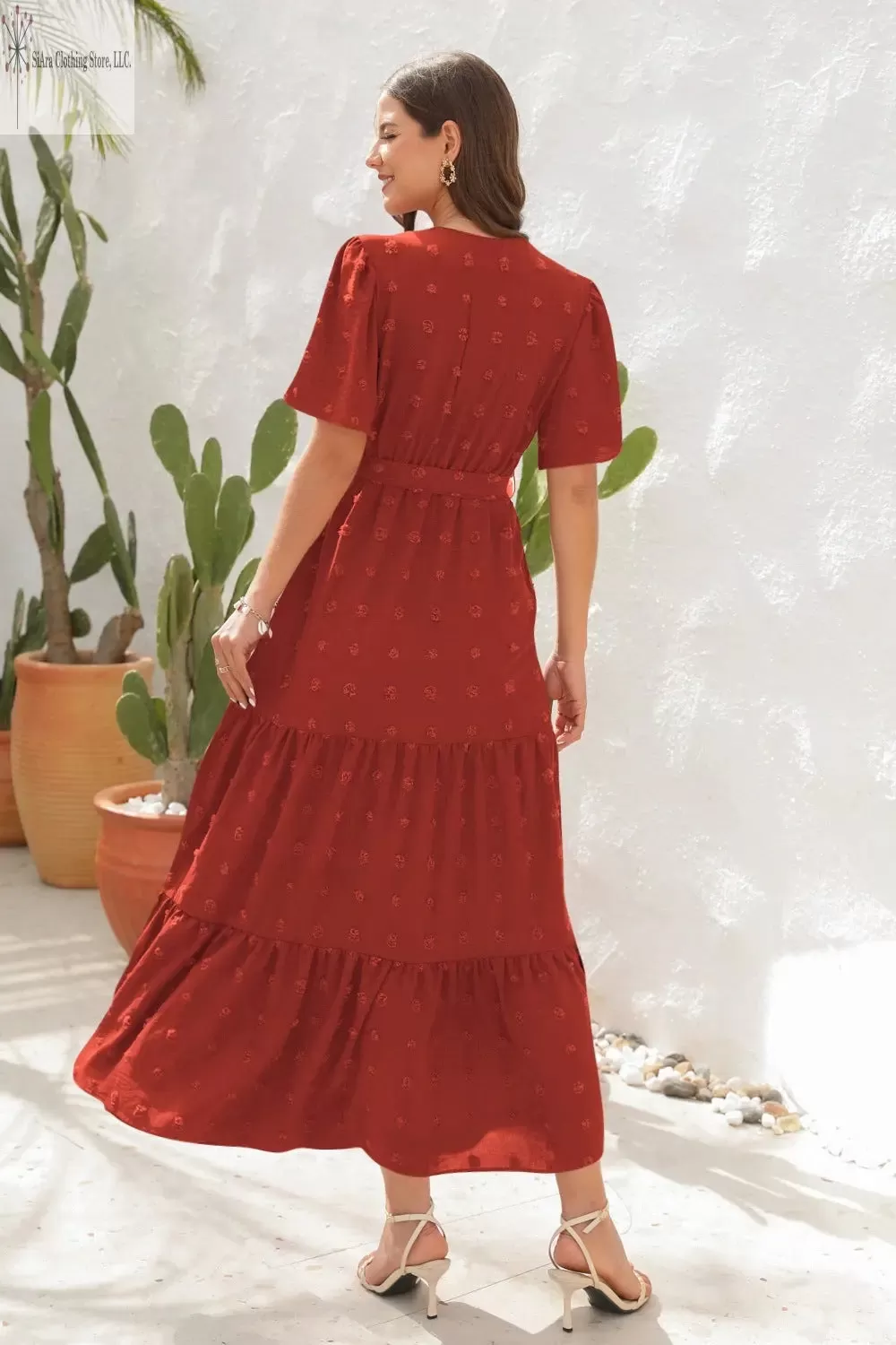 Tierred Maxi Dress Short Sleeves