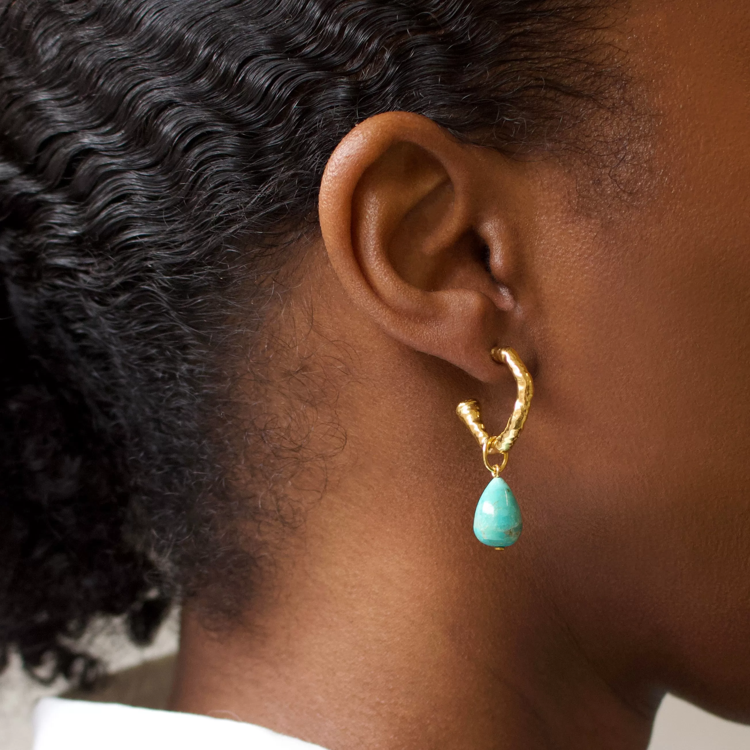 Turquoise Molten Hoop Earring