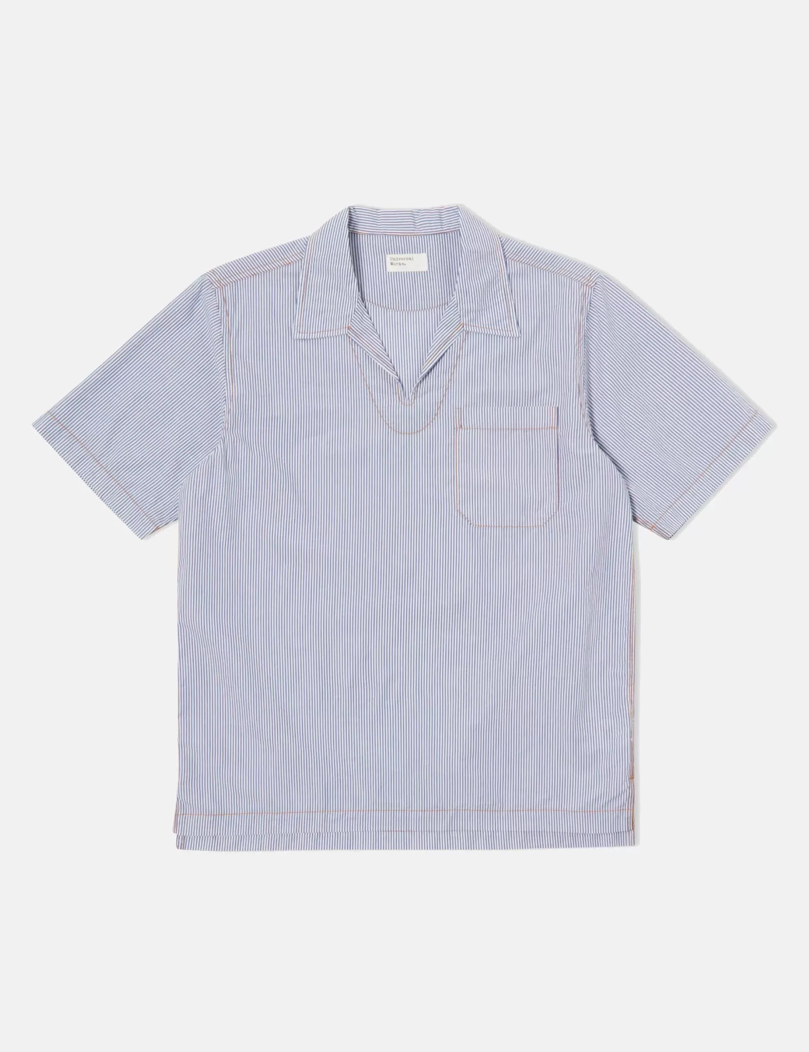 Universal Works Overhead Shirt (Poplin) - Navy Blue/White