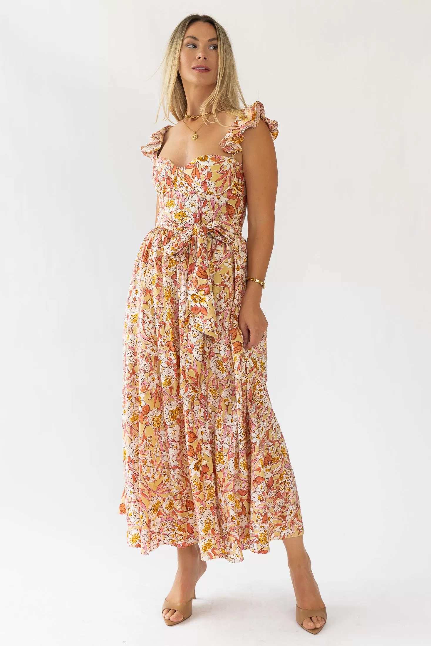 Vara Corset Floral Maxi Dress