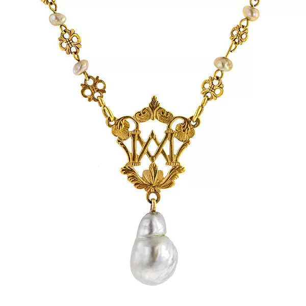 Victorian Baroque Pearl Drop Necklace