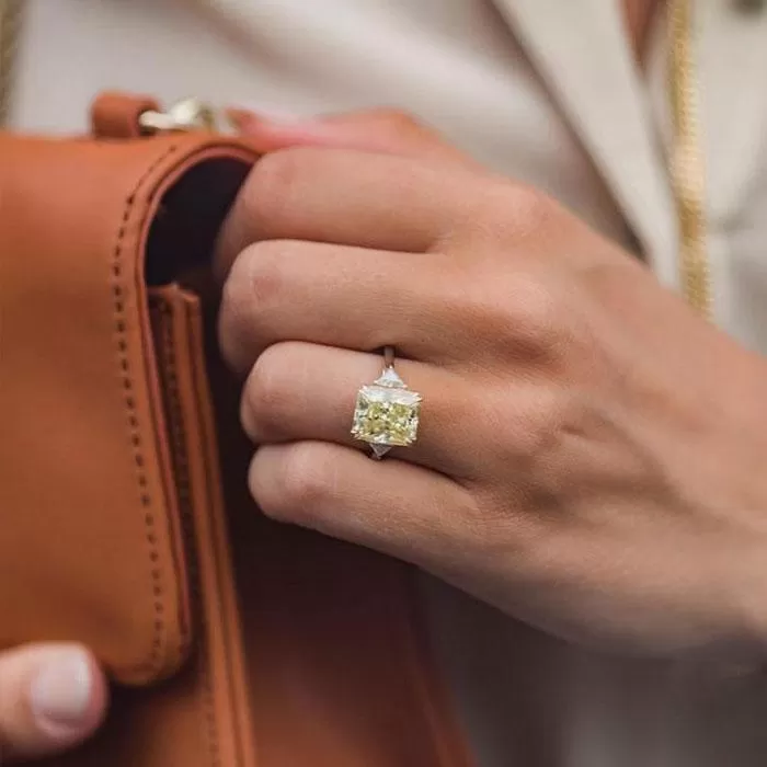 Vintage Emerald Cut Fancy Yellow Engagement Ring