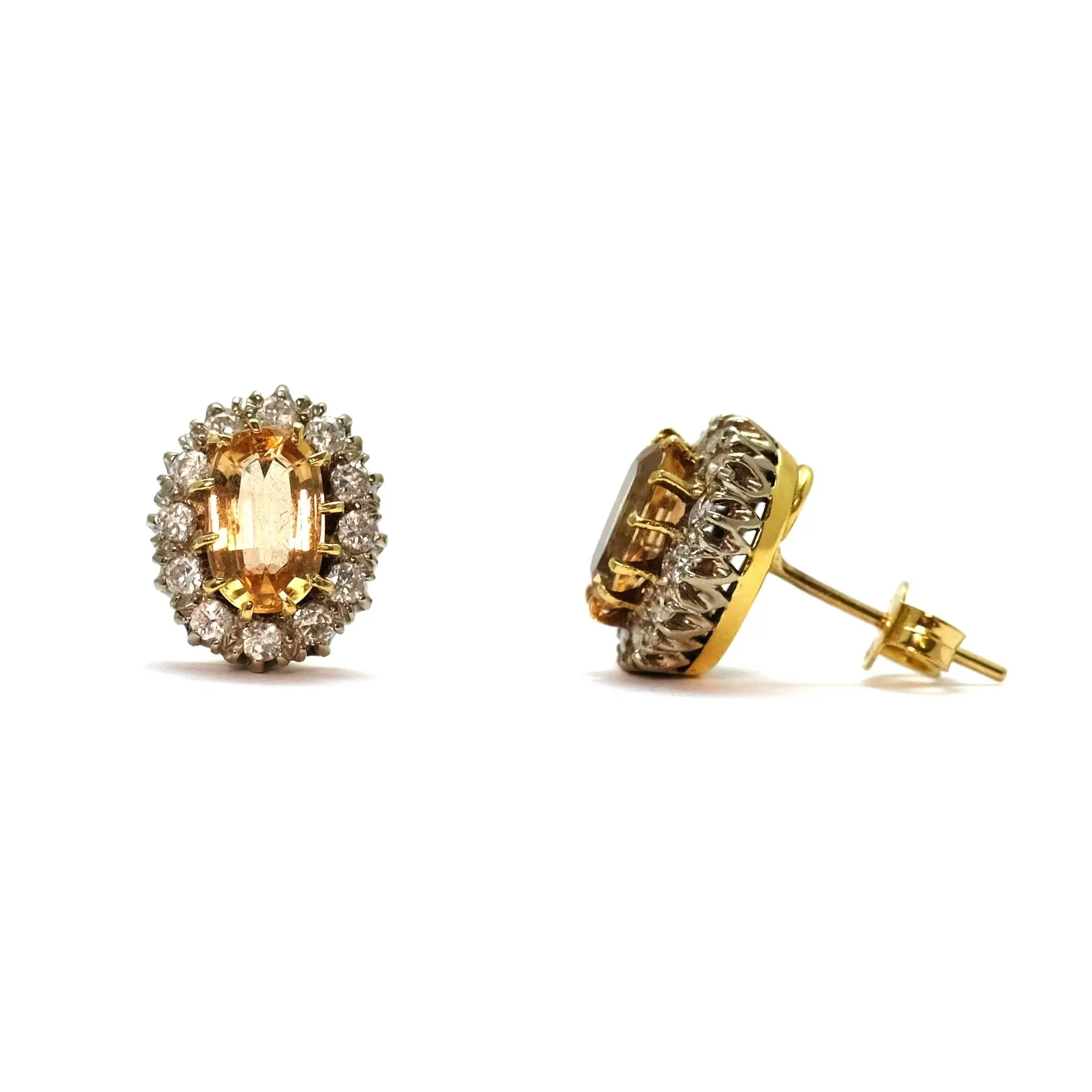 Vintage Topaz And Diamond Cluster Earrings