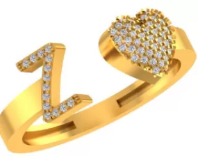 VS Diamonds & 10K Gold Initial Z Heart Ring