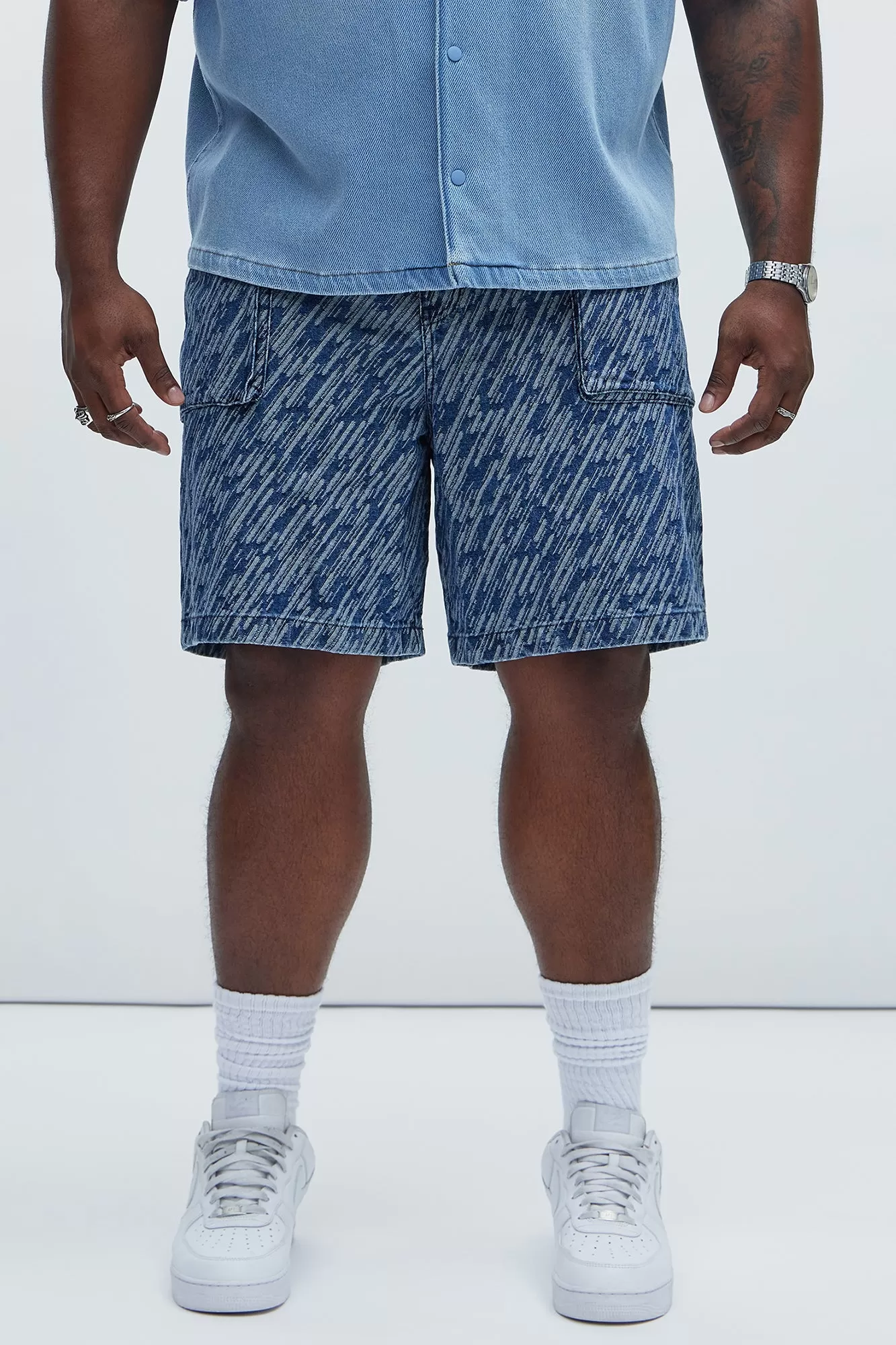 Windy Relaxed Denim Utility Shorts - Medium Blue Wash