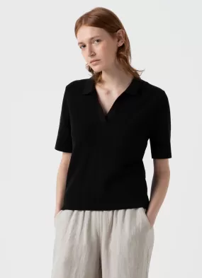 Women's Archive Knit Polo in Black