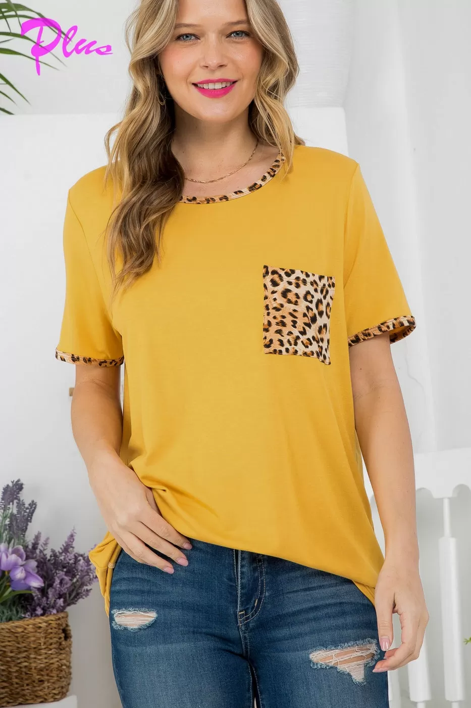 Women's Plus Size Leopard mix and match top